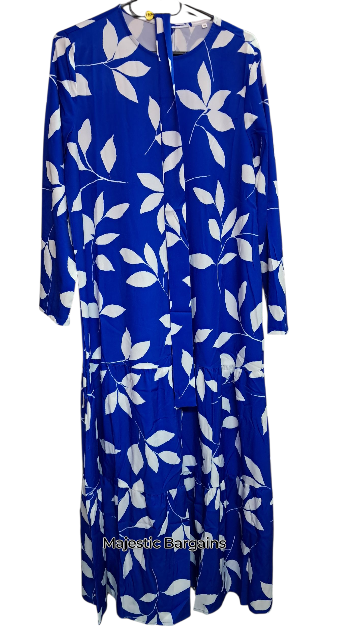 ROYAL BLUE & WHITE PRINTED DRESS