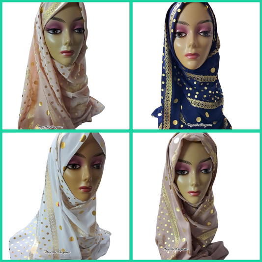 CHIFFON WITH GOLD PRINT SCARF