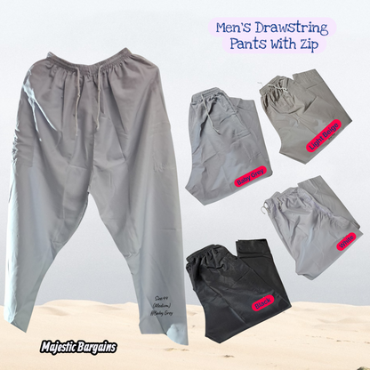 MEN'S DRAWSTRING PANTS WITH ZIPS