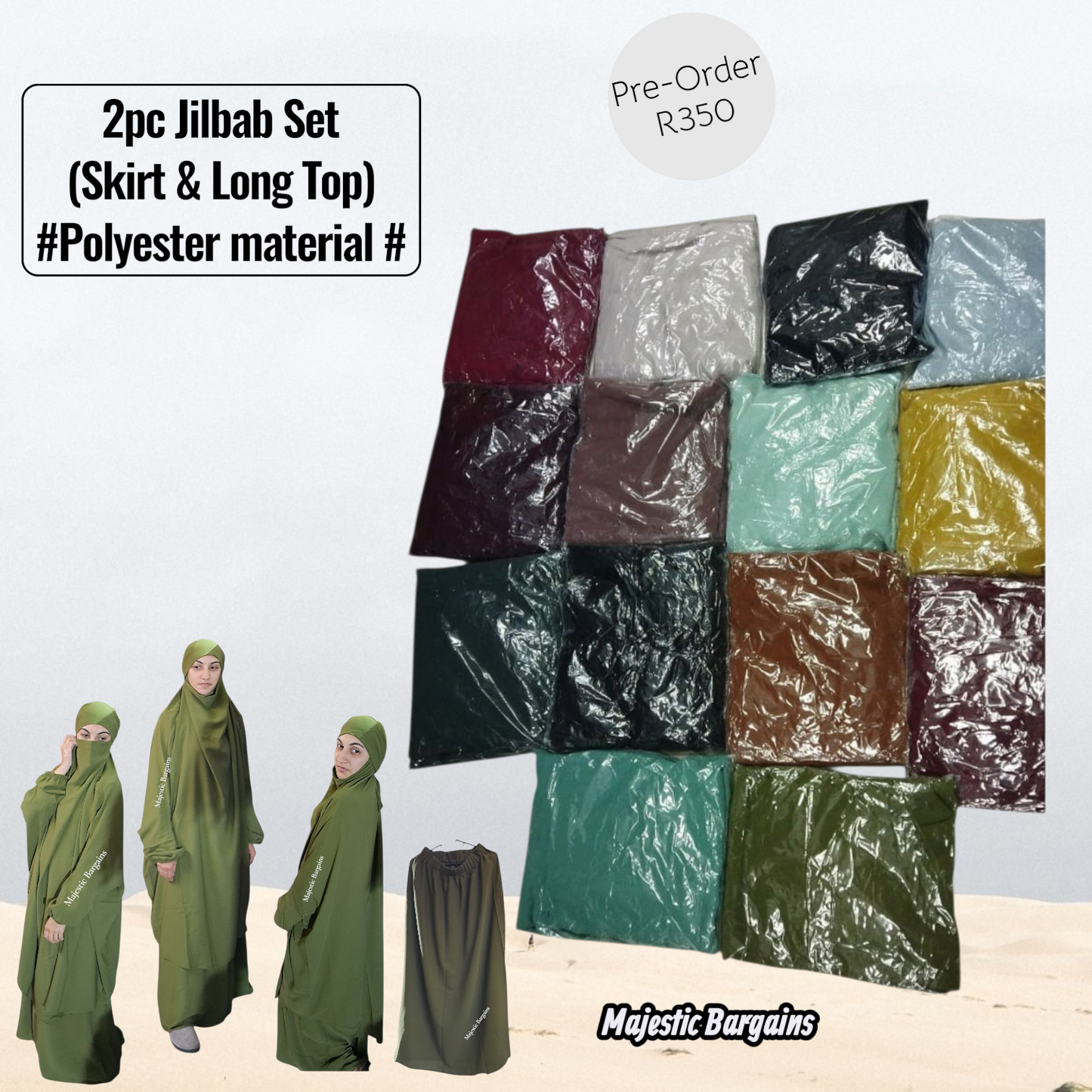 2pc JILBAB SET (SKIRT & JILBAB)