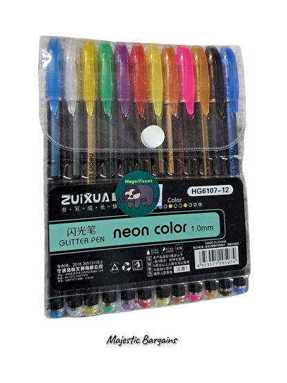 NEON GLITTER PENS 12s