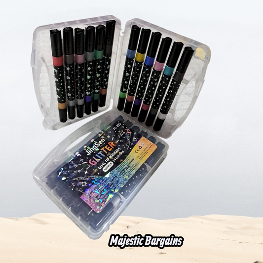 GLITTER 12pc DUAL TIP MARKERS