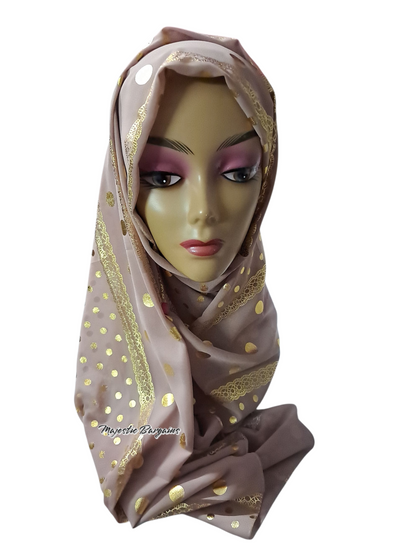CHIFFON WITH GOLD PRINT SCARF