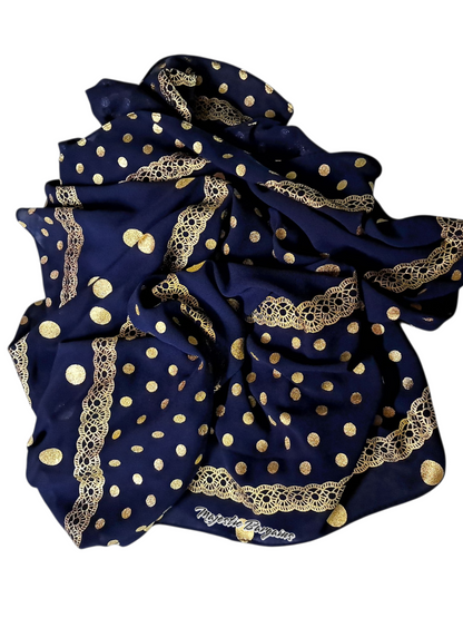 CHIFFON WITH GOLD PRINT SCARF