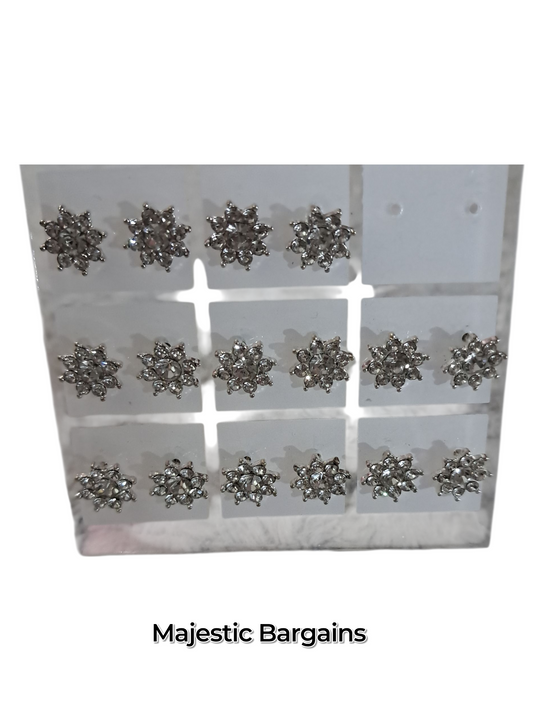 SILVER SUNFLOWER STUD EARRINGS