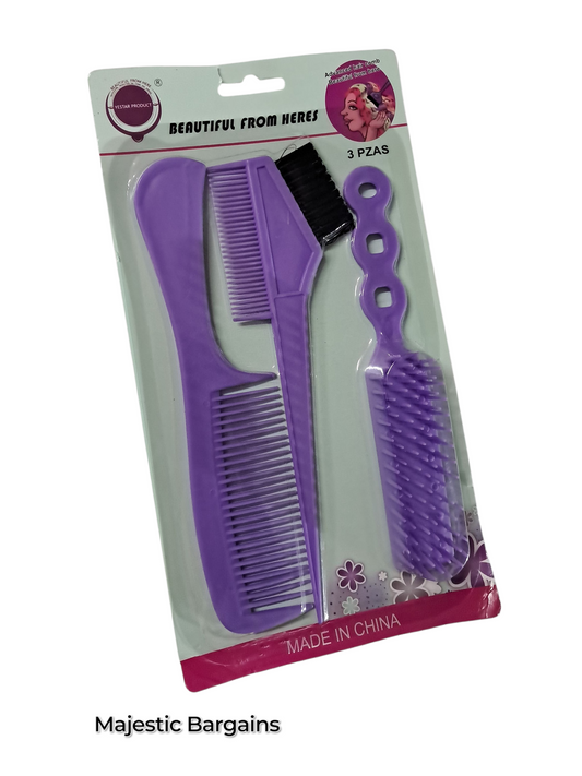 3pc COMB & BRUSH SET