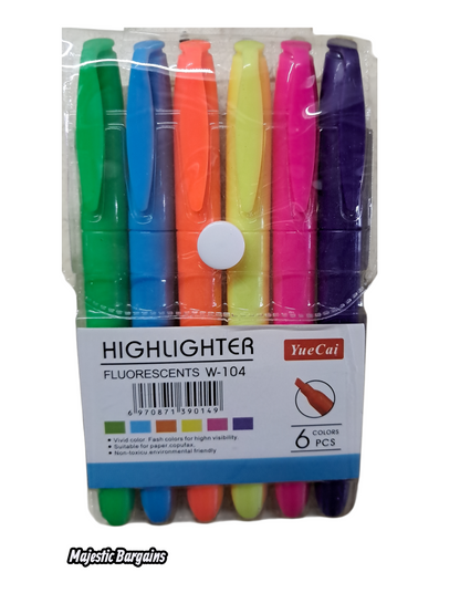 6pc HIGHLIGHTER SET (Fluorescent)